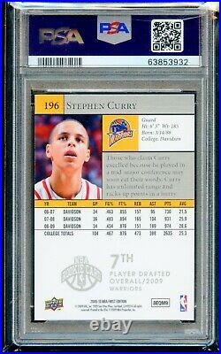 2009 Upper Deck Stephen Curry 1st Edition Rookie RC PSA 10 #196
