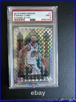 2019-20 Panini Mosaic Stephen Curry #1 Stained Glass Case Hit SSP PSA 9 MINT