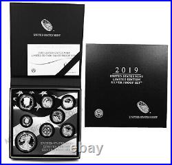 2019 S US Limited Edition Silver Proof Set OGP (First all. 999 silver) 8 coins