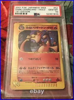 Psa 10 Gem Mint Dark Charizard Holo #42 Web 1st Edition Pokemon Card 2001